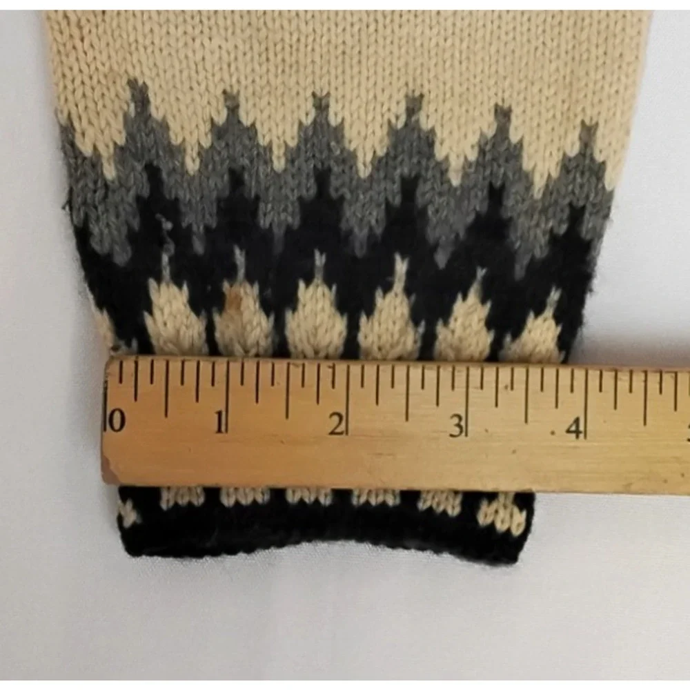 Vintage Handmade Sweater Women's M Cream Danish Wool Fair Isle Cardigan #Z5783